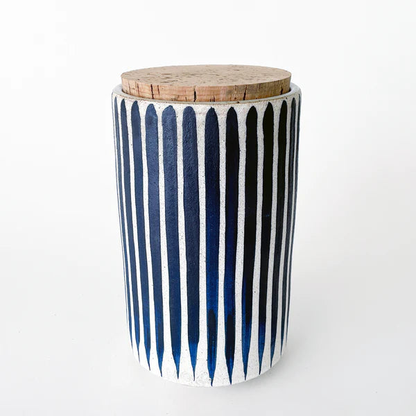 Indigo Stripe Canister - Large 8"
