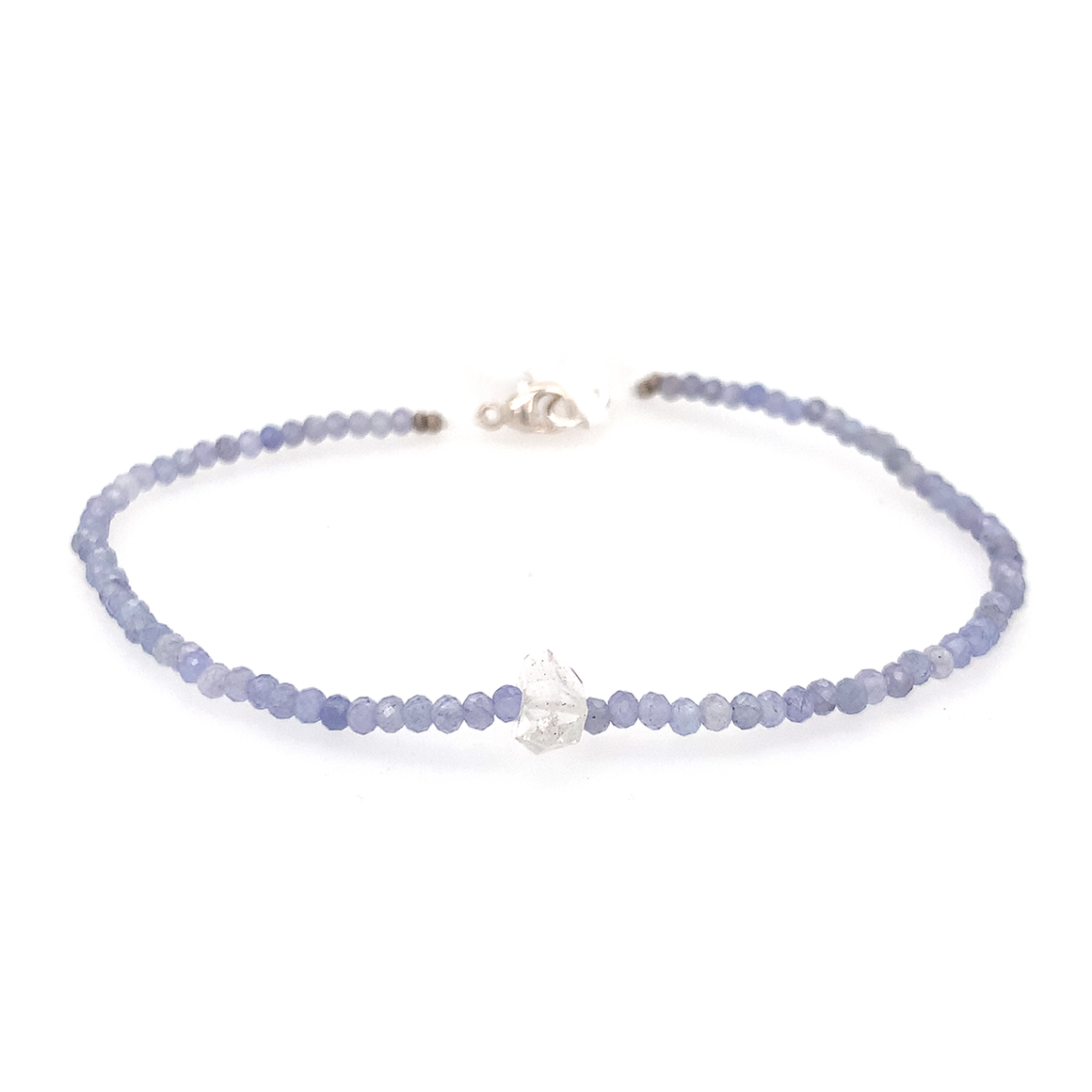 Tanzanite + Herkimer Beaded Bracelet