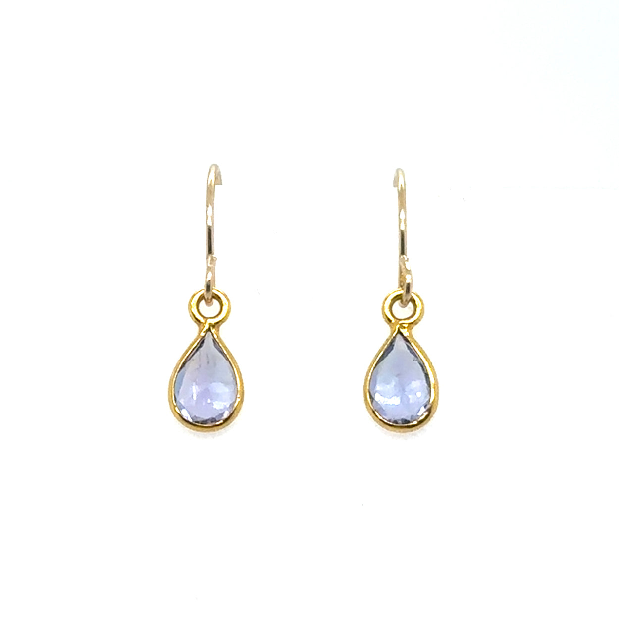 Tiny Teardrop Tanzanite Hummingbird Earrings
