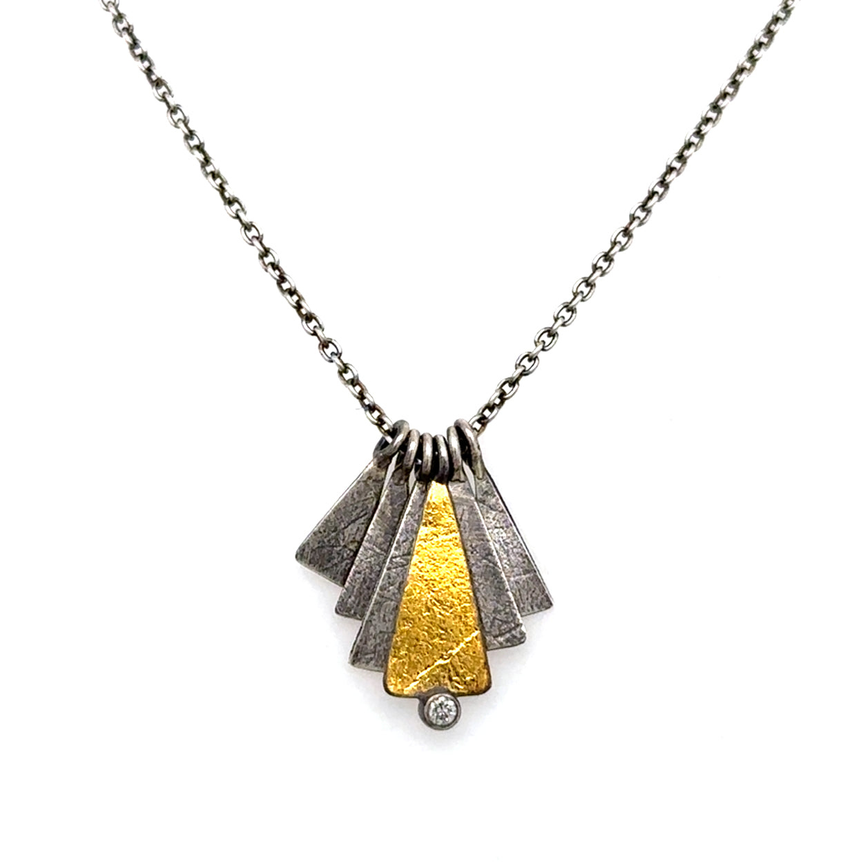Mixed Metal Diamond Tassle Necklace