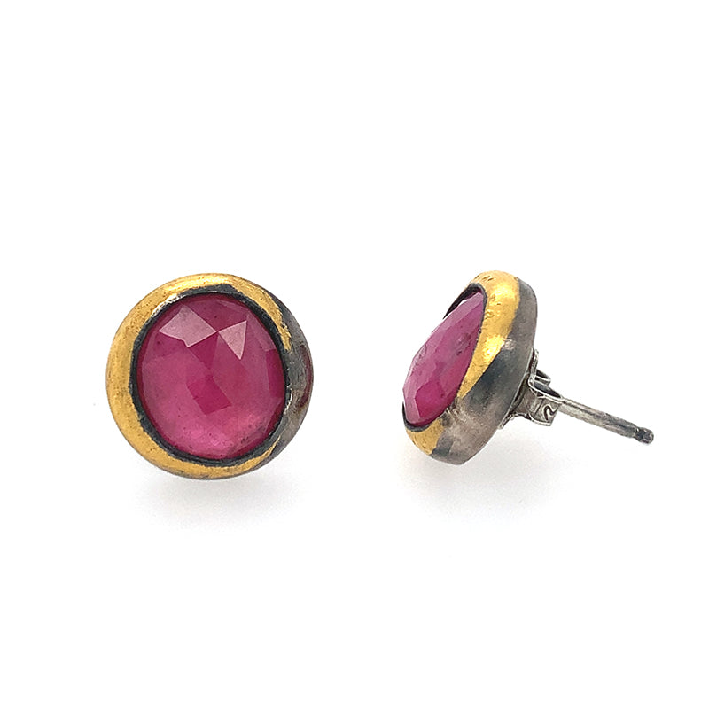 Thai Pink Sapphire Fold Studs