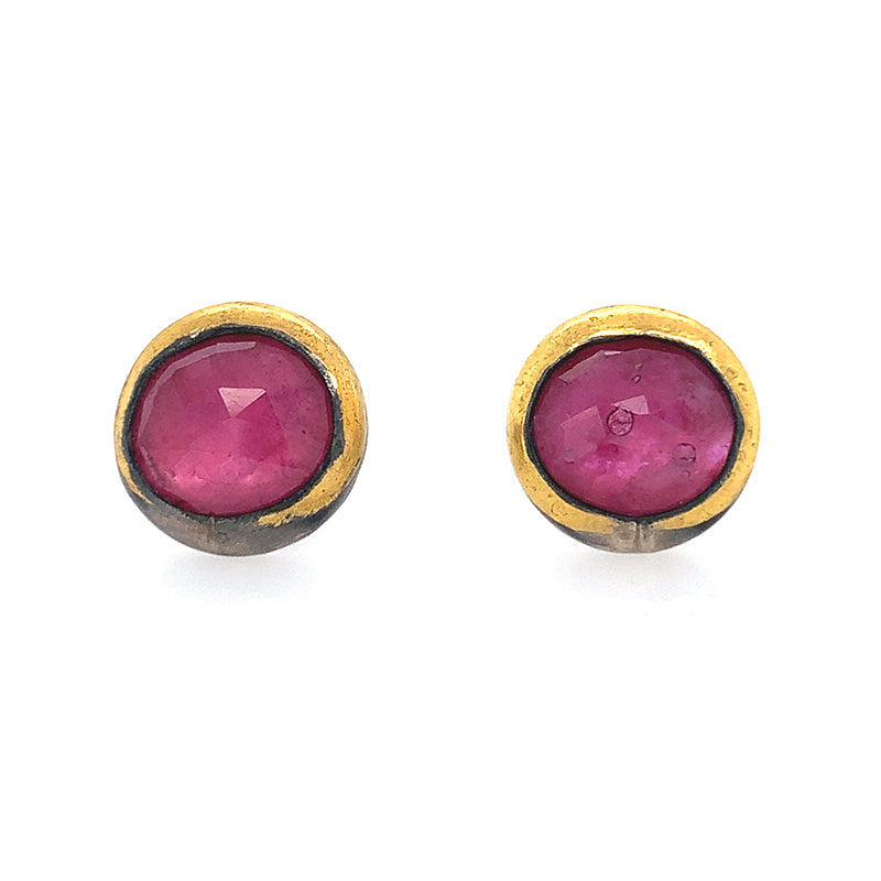 Thai Pink Sapphire Fold Studs