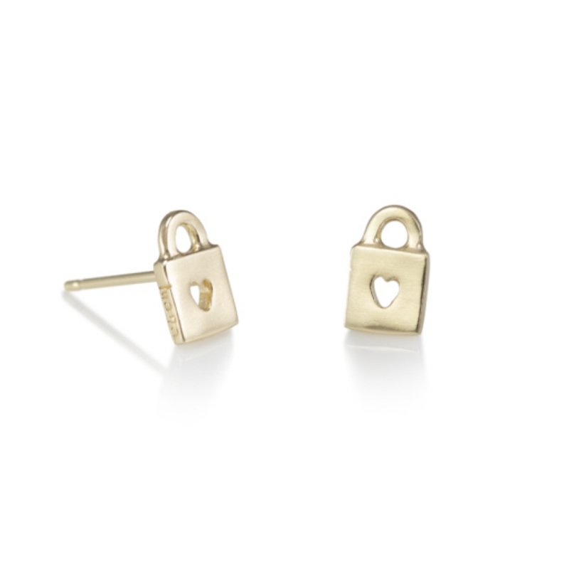 Tiny Gold Love Lock Stud