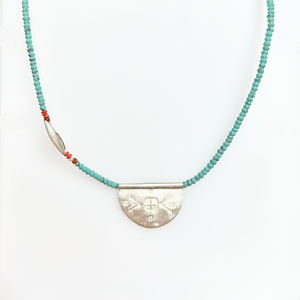 Silver Talisman on Turquoise Necklace