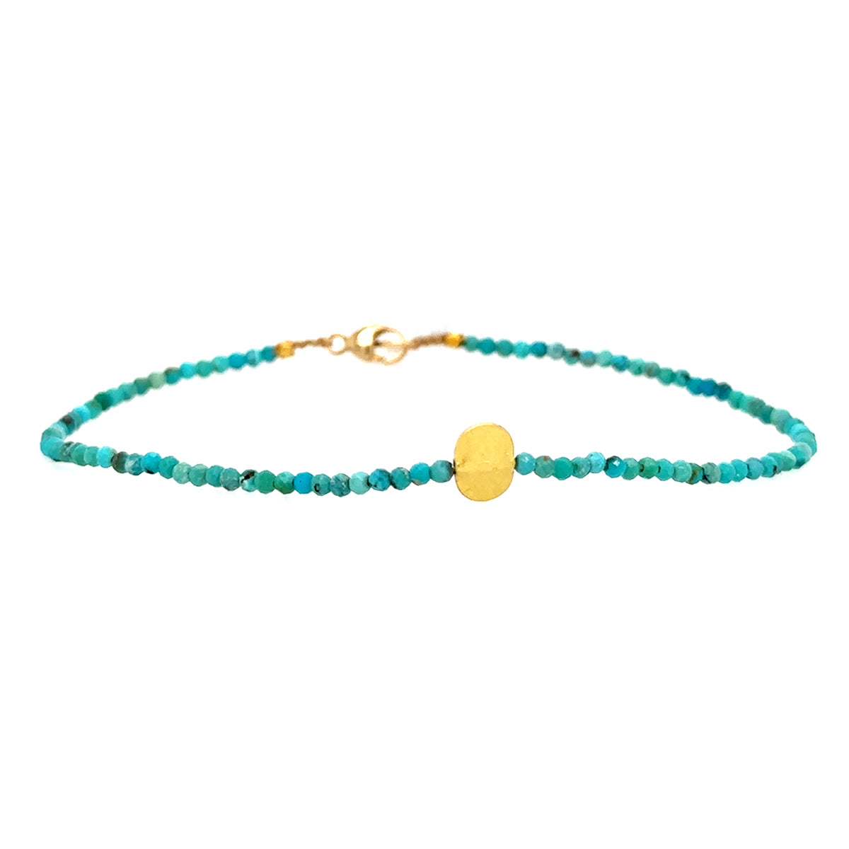 Turquoise + 18k Flat Oval Strand Bracelet