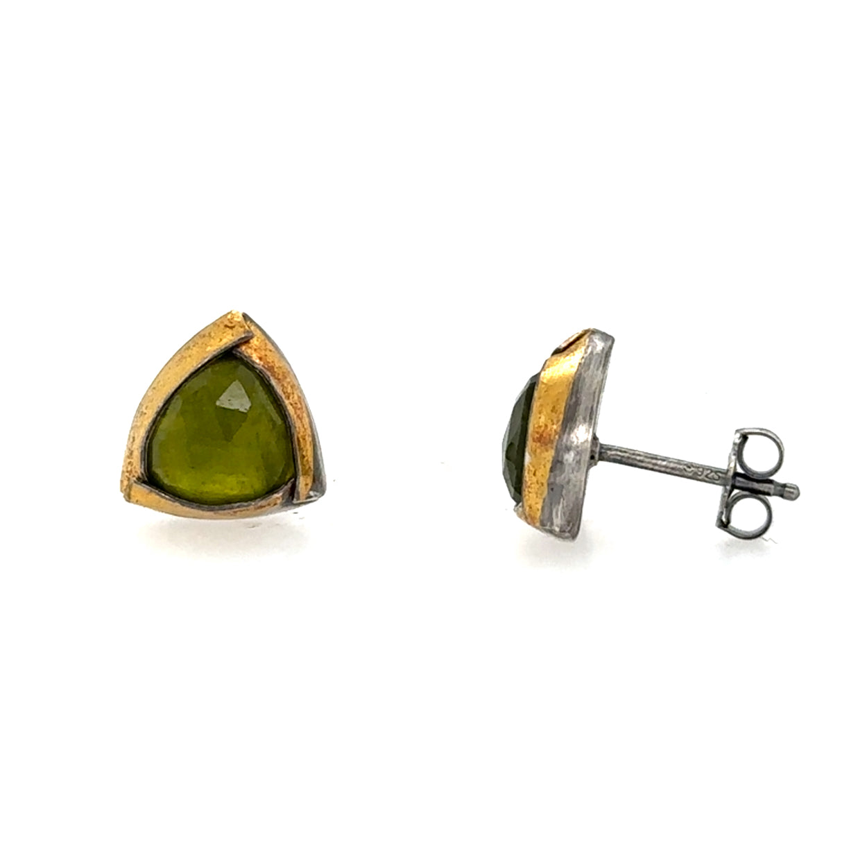 Vessonite Triangle Fold Keum-Boo Studs