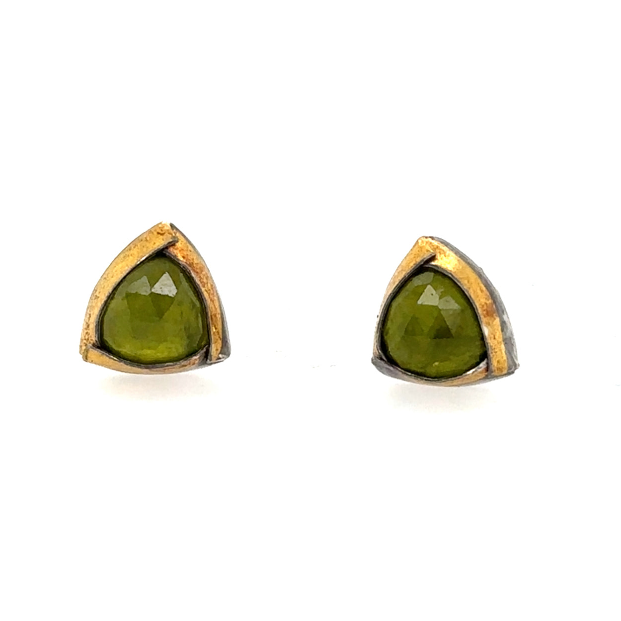Vessonite Triangle Fold Keum-Boo Studs