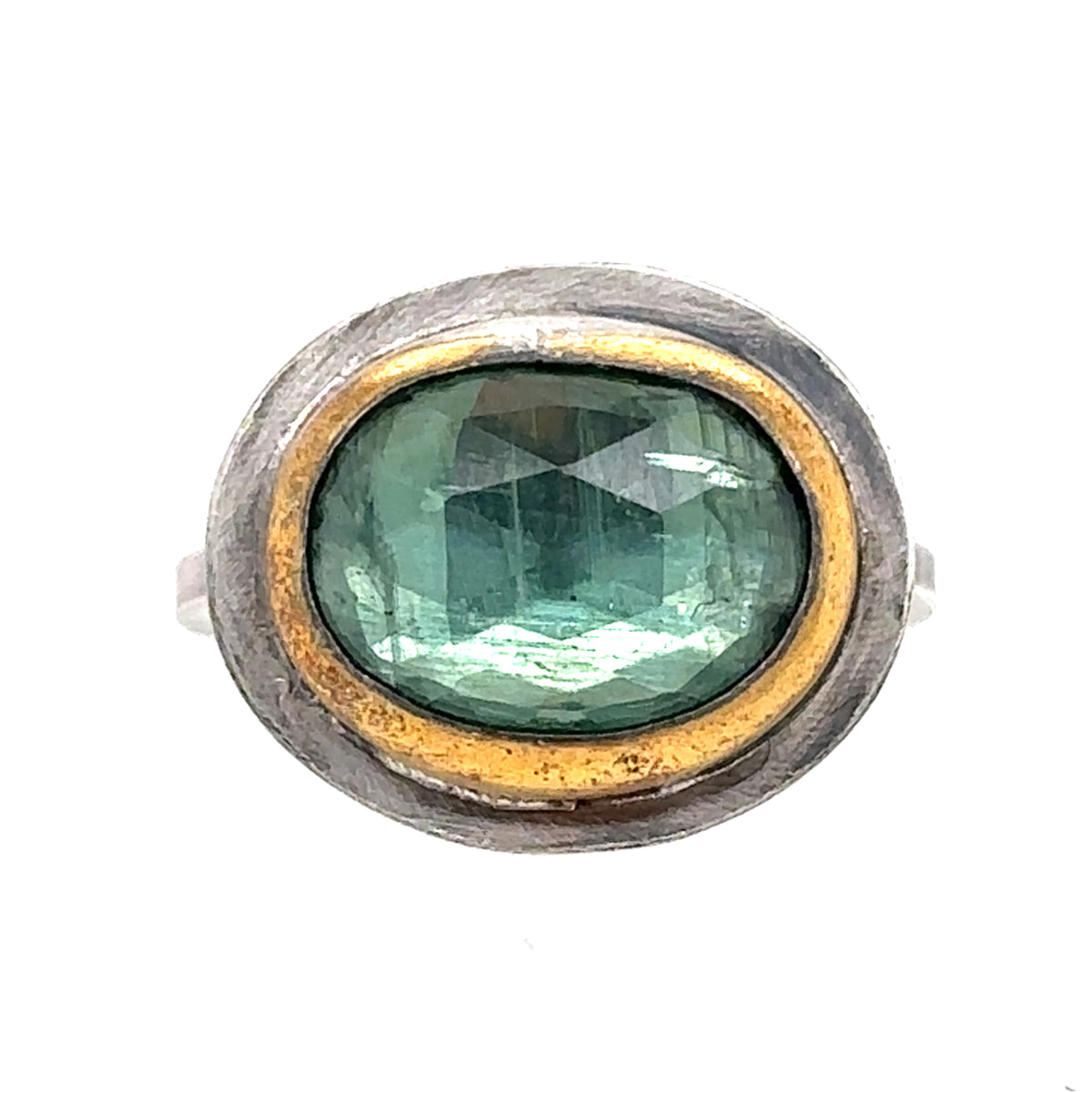 Verdigris Green Kyanite Keum-Boo Rim Ring