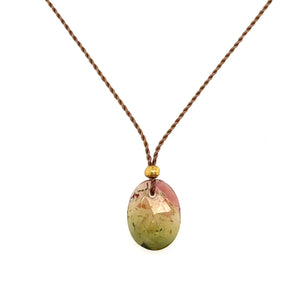 Watermelon Tourmaline Oval Cord Necklace