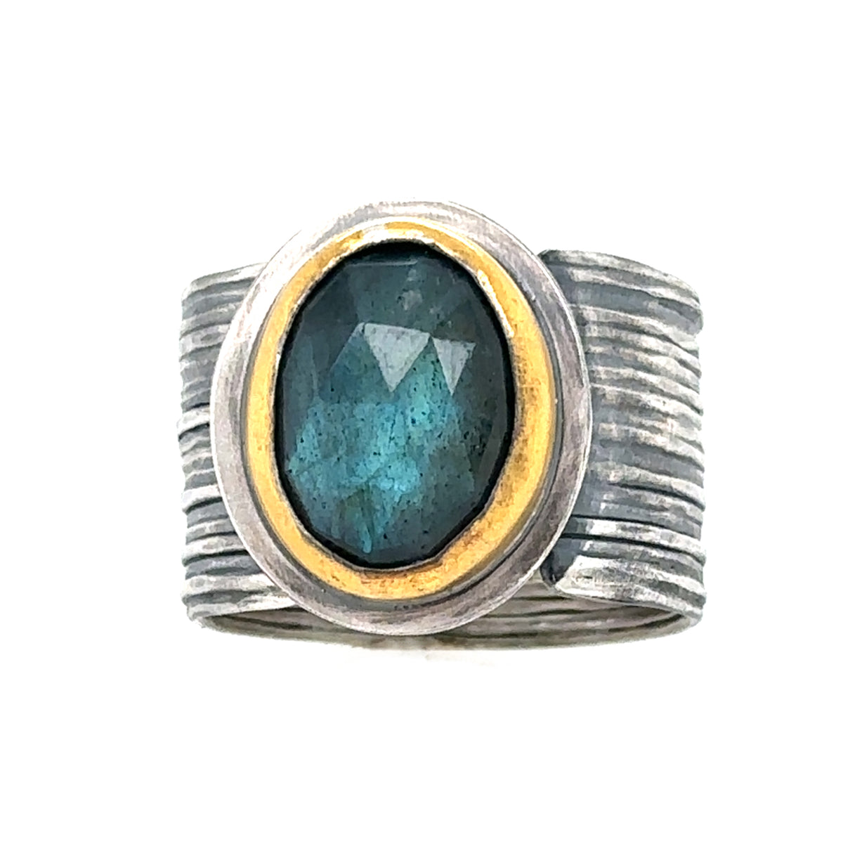 Labradorite on Wide Ribbed Adjustable Band