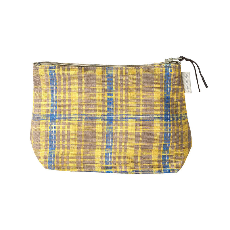 Zip Pouch - Yellow + Blue Plaid