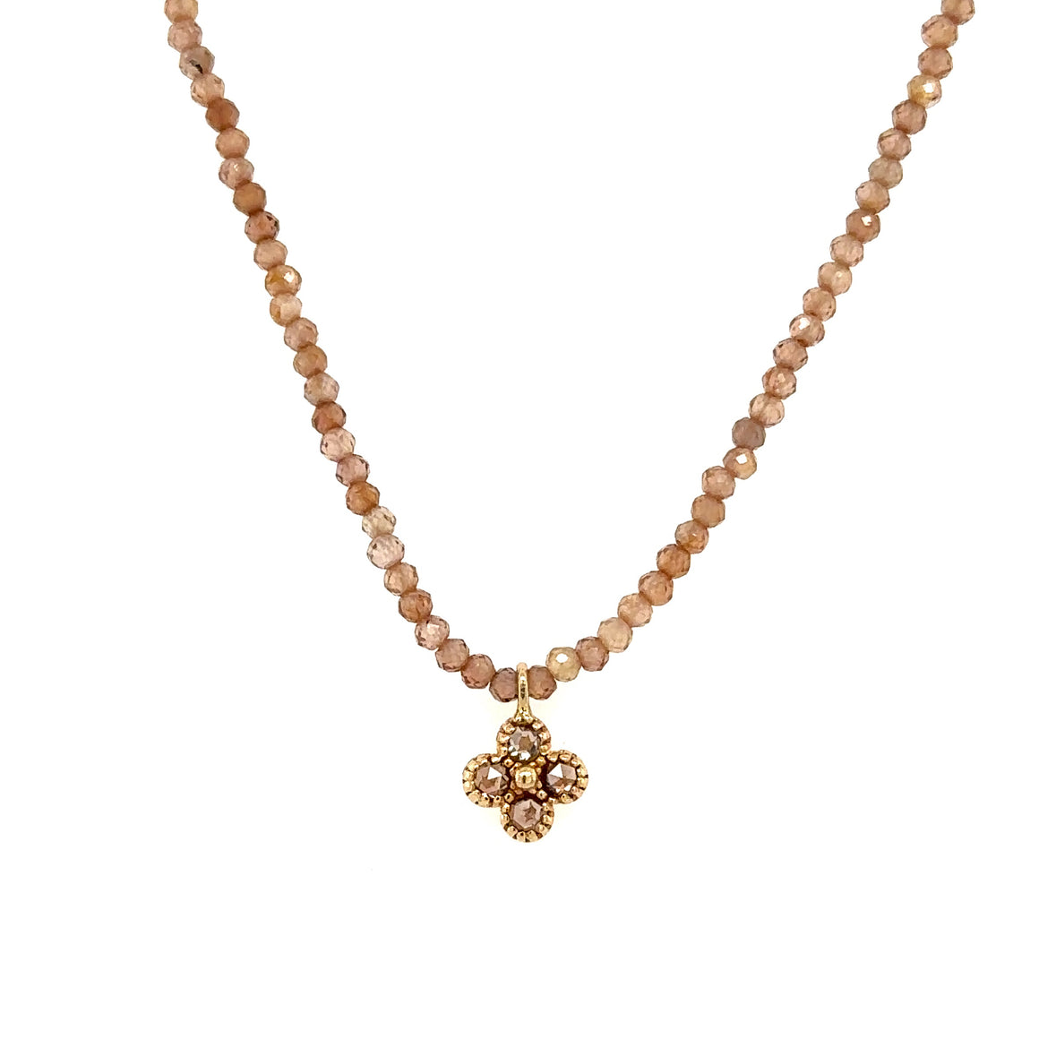 Zircon Strand Necklace - Diamond Clover