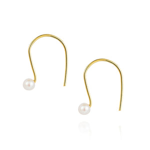 18k Hook with Tiny Pearl Earrings