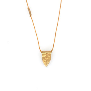 Pointed Shield Talisman Necklace on Mustard Nylon
