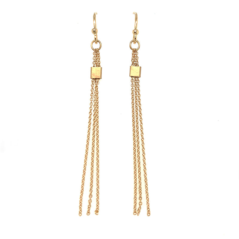 Tiny Square + Tassle Earring