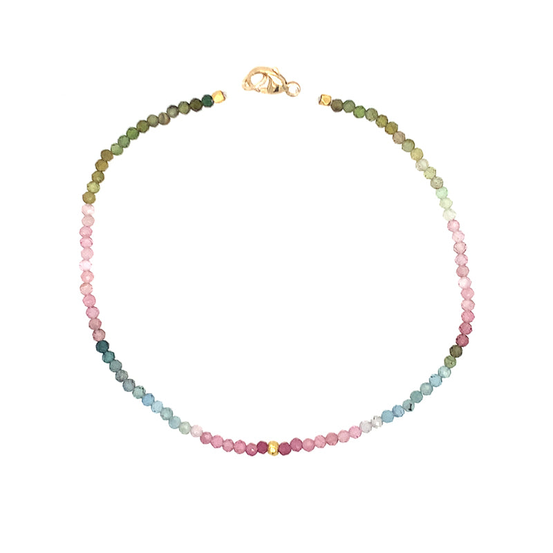 Ombre Tourmaline + 18k Bead Bracelet