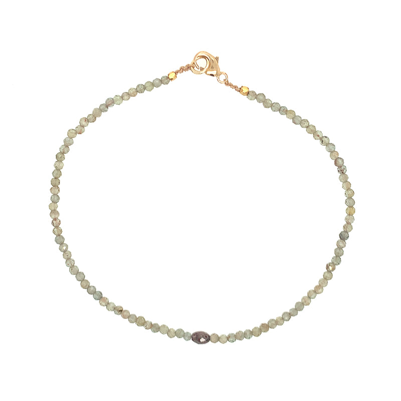 Green Apatite + Rustic Diamond Beaded Bracelet