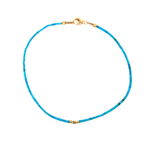 Tiny Tube Turquoise + 23k Bead Bracelet
