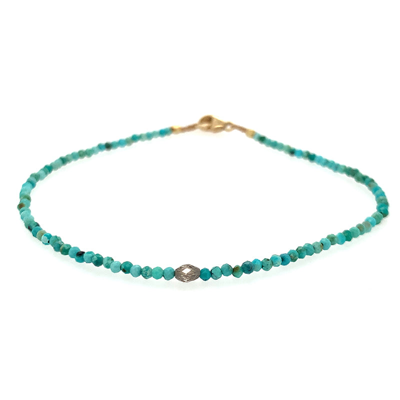 Turquoise + Rustic Diamond Beaded Bracelet