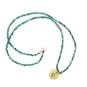 Turquoise Beaded Necklace with 18kt Diamond Charm