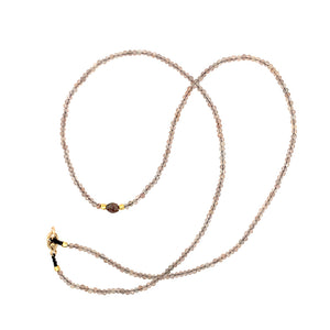 Chocolate Moonstone + Diamond Beaded Necklace