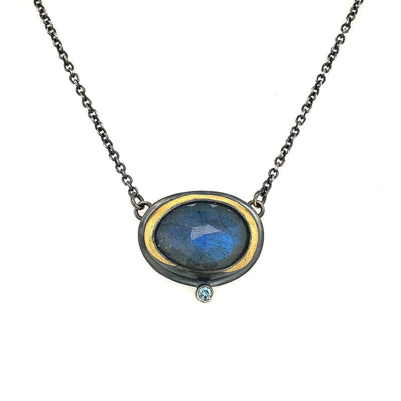 Labradorite Blue Zircon Necklace (ox/24k)