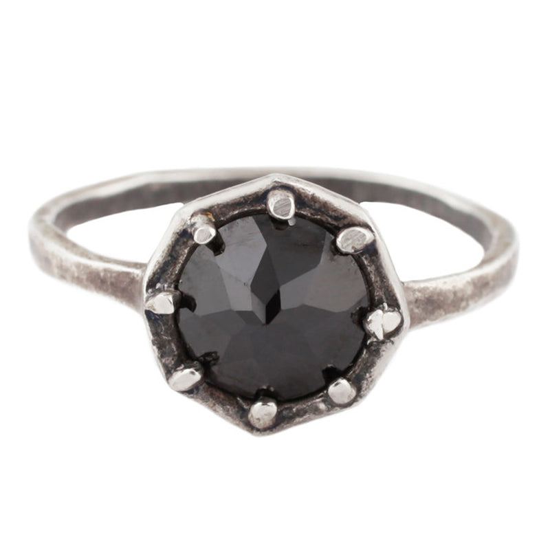 Ox SS Octagonal Ring - Black Spinel