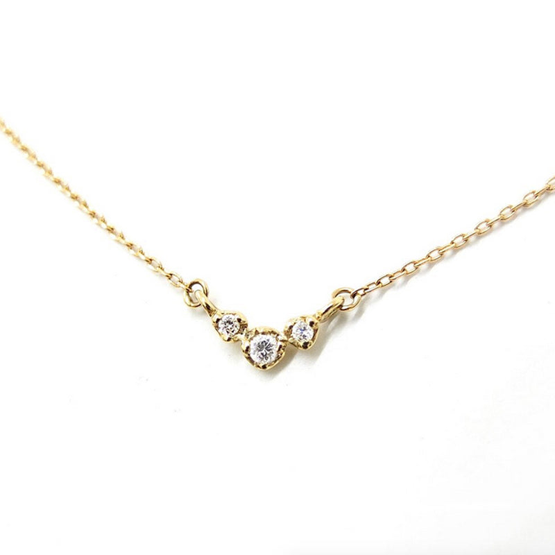 3 Diamond 14K Yellow Gold Croissant Necklace