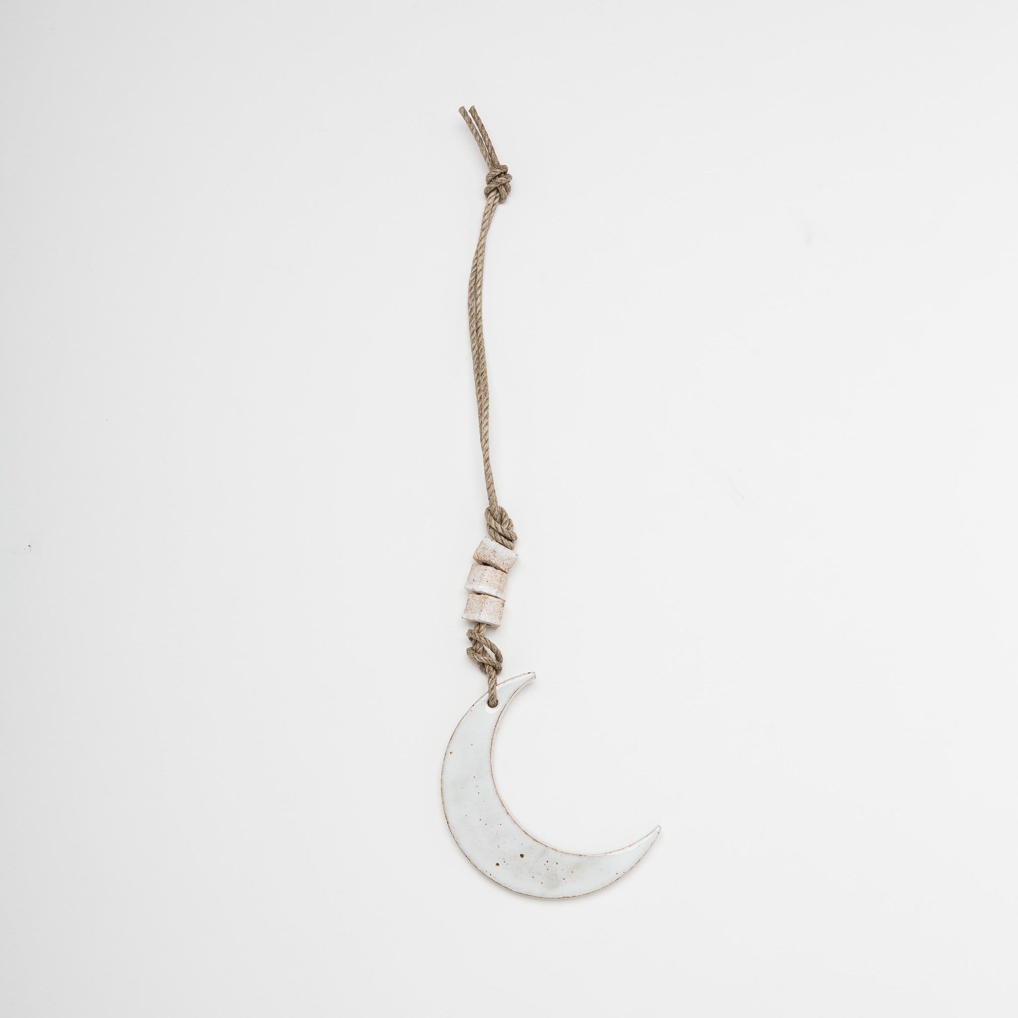 Small Hanging Crescent Moon w/White Glaze - KESTREL