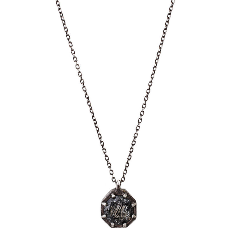 Large Octagon Pendant Necklace SS