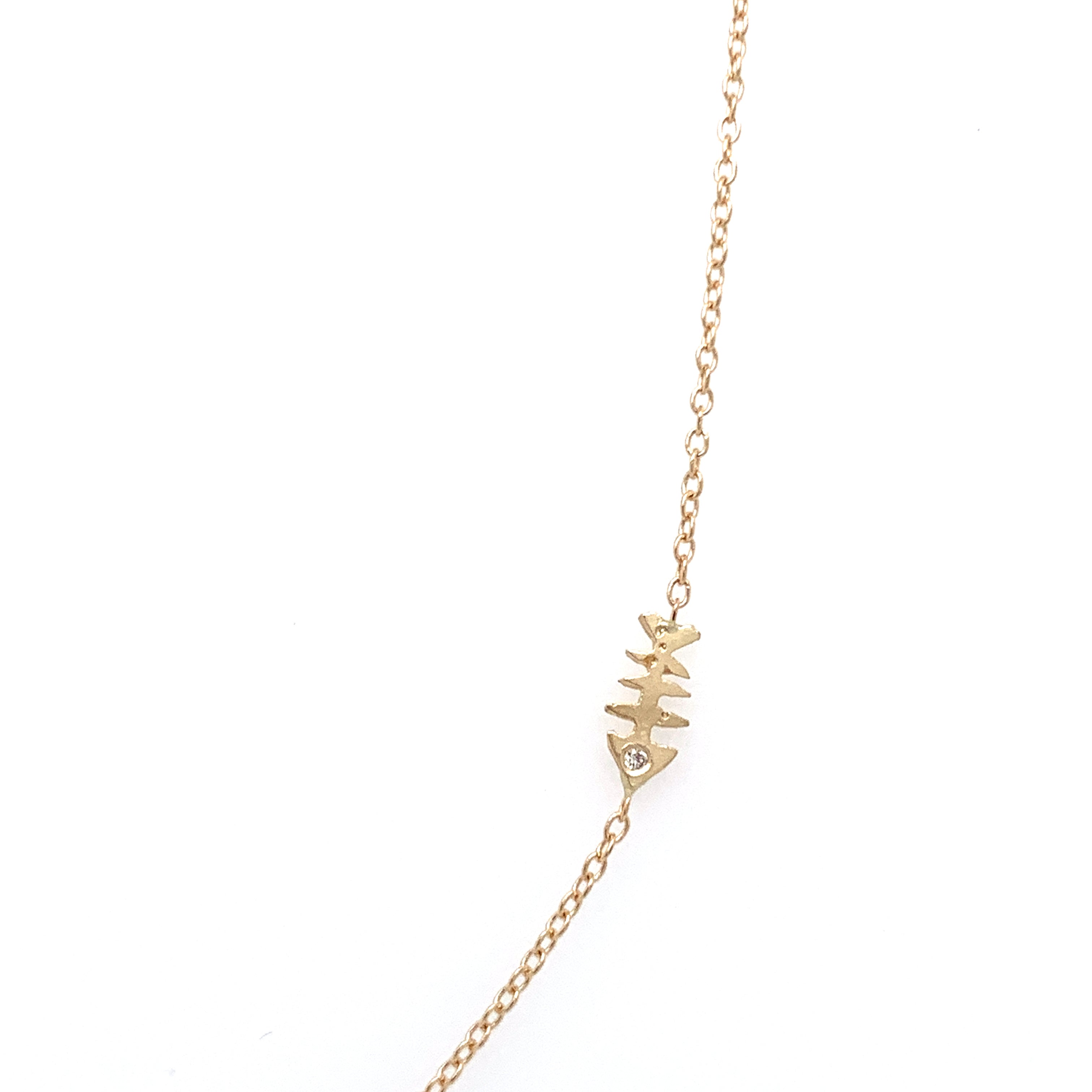 Tiny Cat + Fishbone Necklace