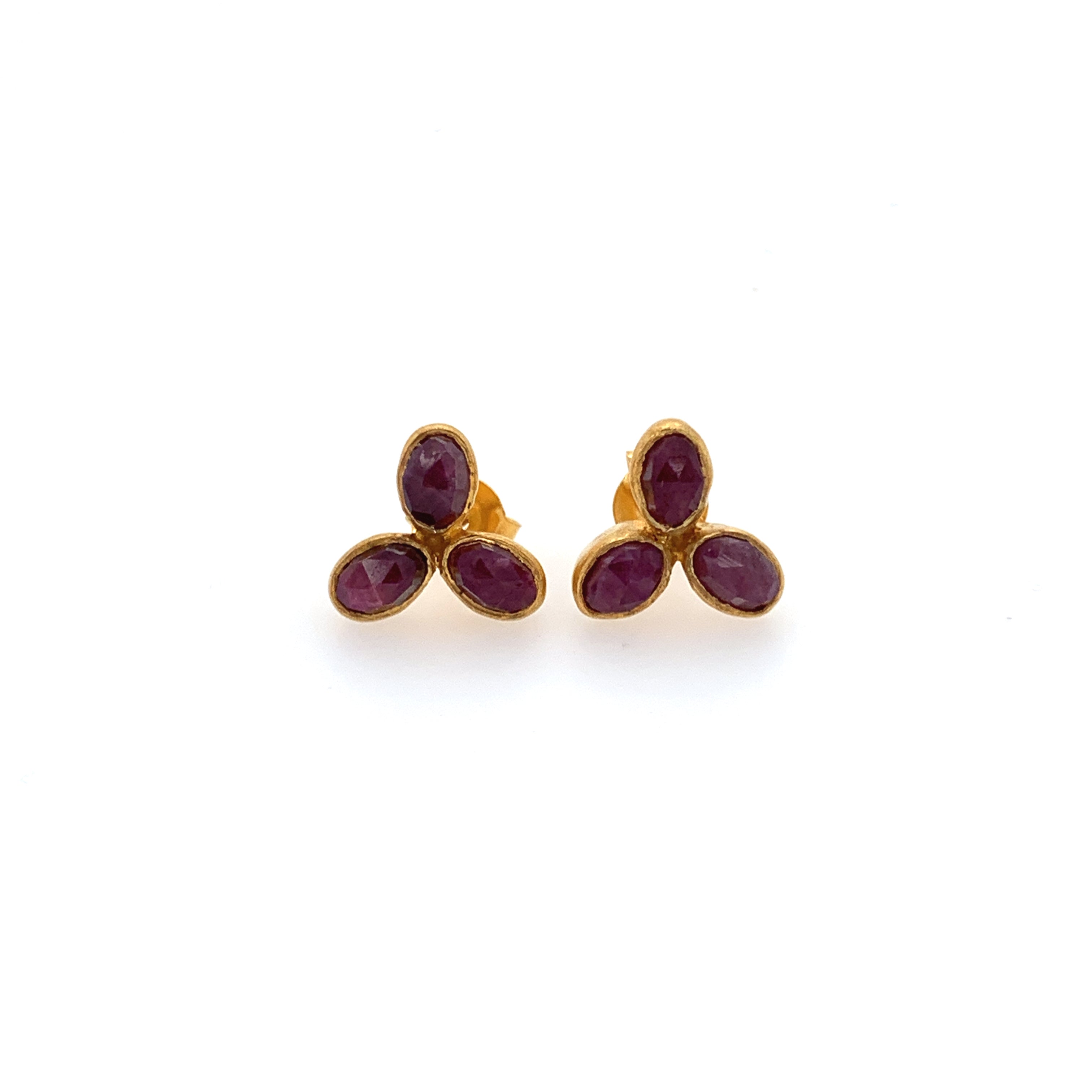 Ruby Flower Studs