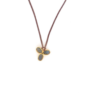 Labradorite Flower Necklace on Brown Cord