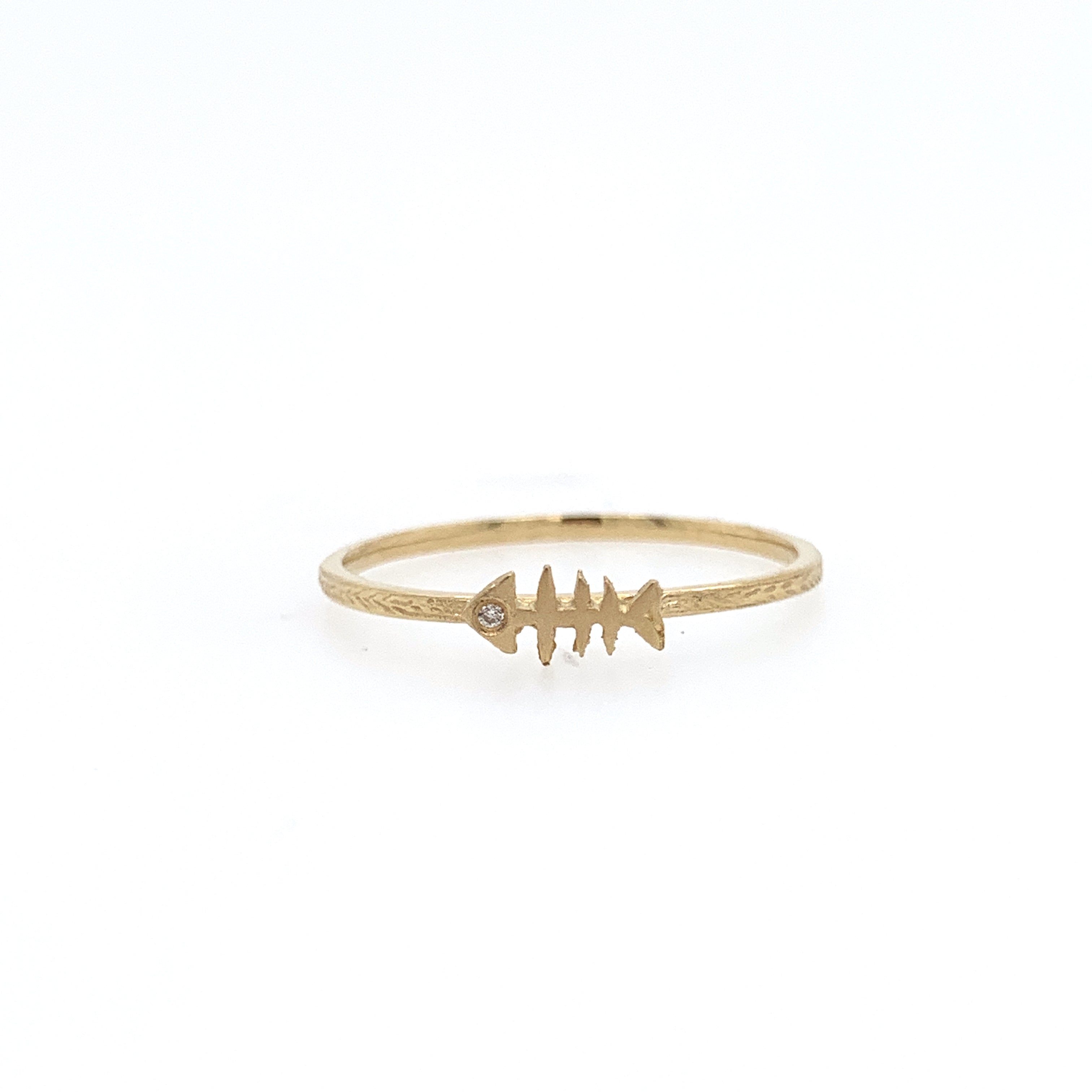 14k Fishbone Stacking Ring
