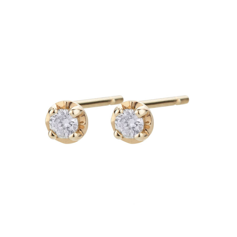 14K Large Diamond Prong Studs - KESTREL