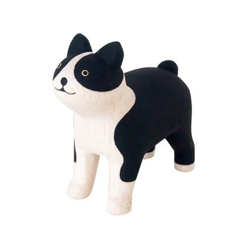 Tiny Wooden Boston Terrier Dog