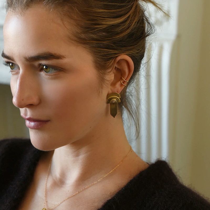Brass Double Rainbow Waterfall Studs
