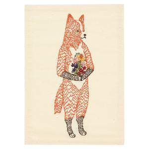 Fox w/ Flowers Embroidered Card