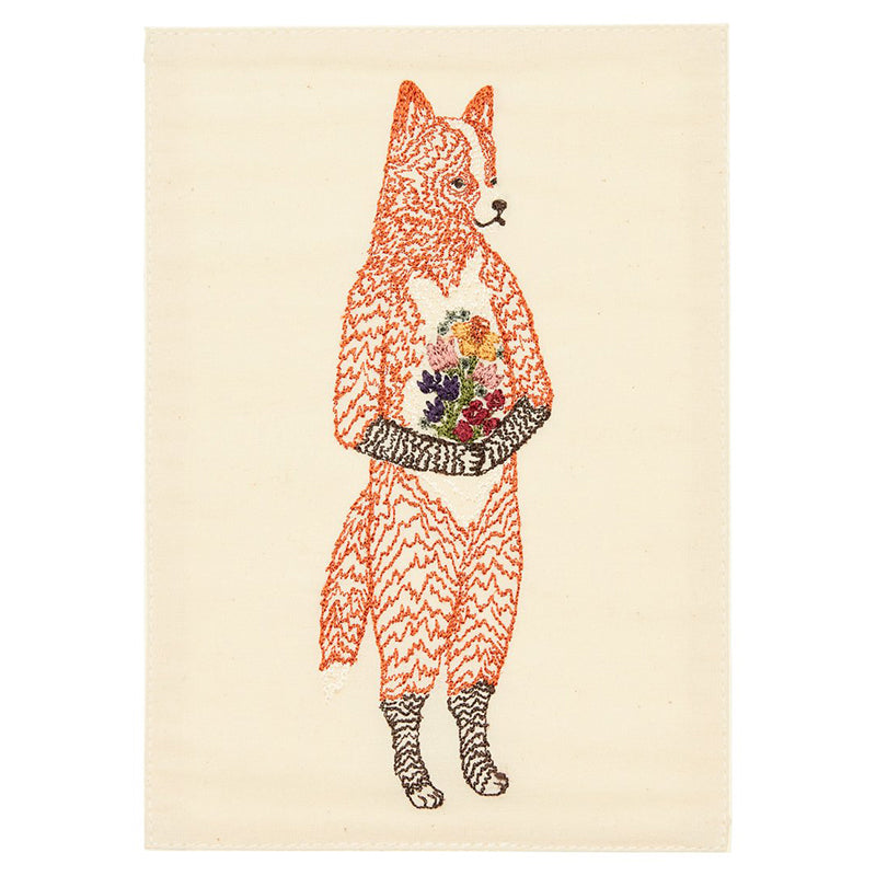 Fox w/ Flowers Embroidered Card