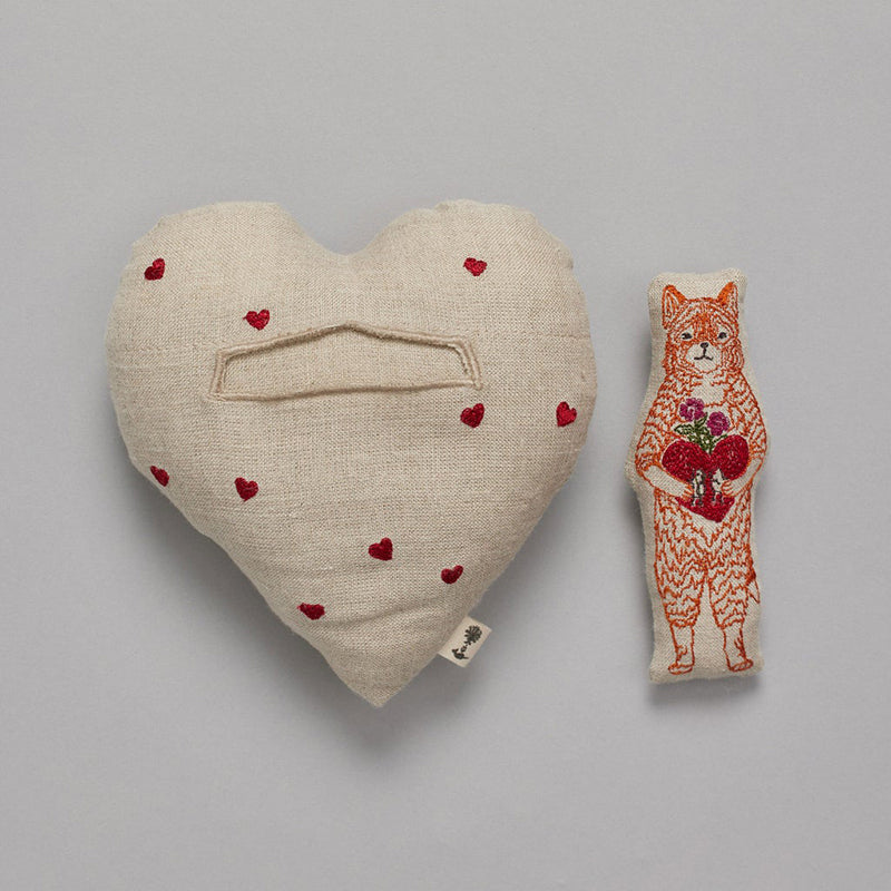 Fox Heart Pocket Valentine Pillow