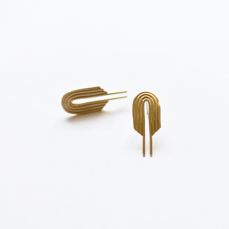Brass Deco Strands Studs