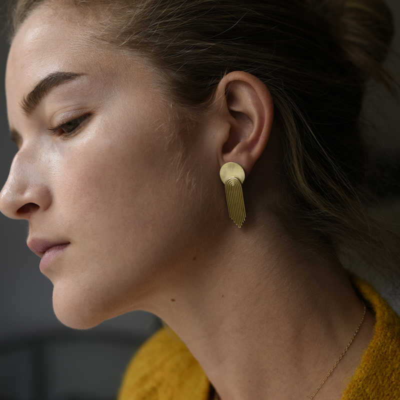 Waterfall Deco Studs (Brass)