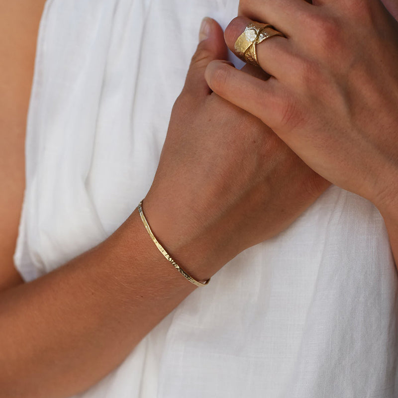 Brass Textured Slim Cuff