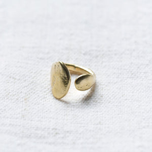 Asymmetrical River Pebble Ring Brass