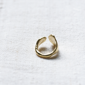 Asymmetrical River Pebble Ring Brass