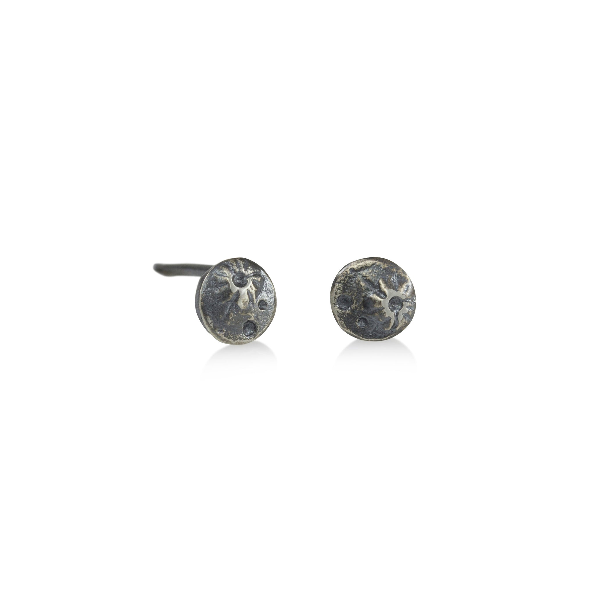 Tiny Oxidized Full Moon Studs