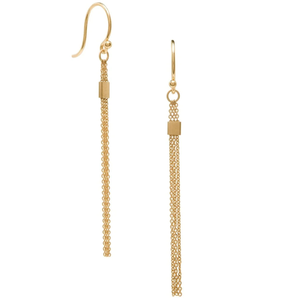 Tiny Square + Tassle Earring