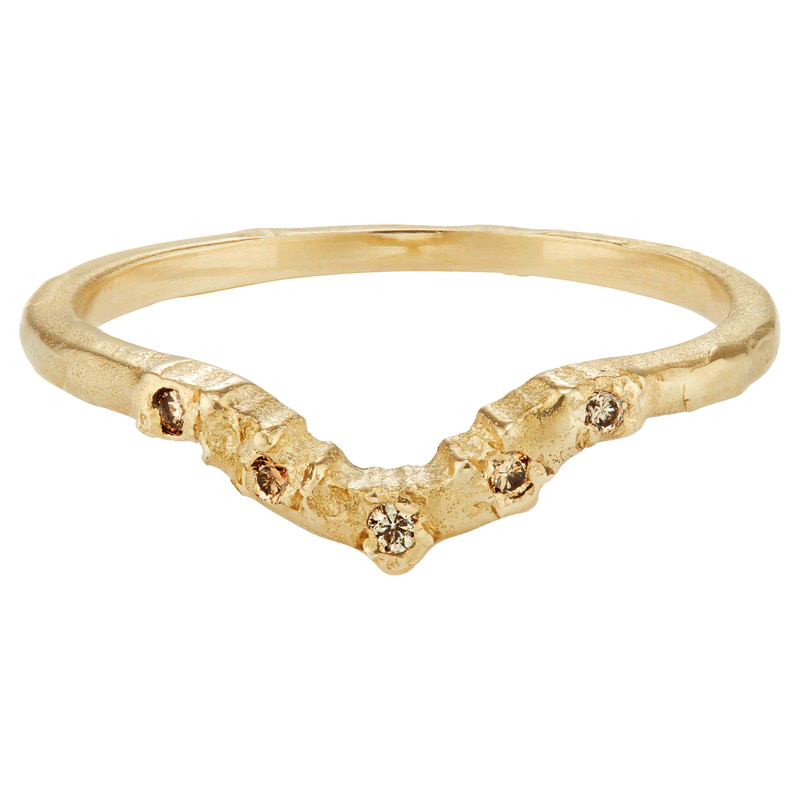 14k Champagne Diamond Contour Ring