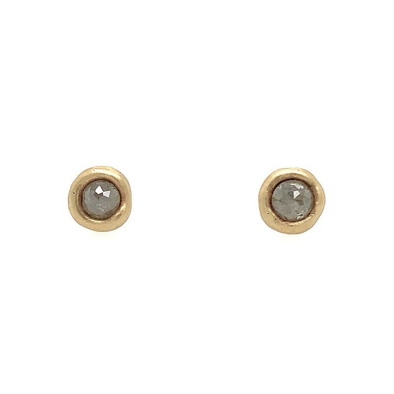 Rose Cut Diamond Portal Studs - Light Grey