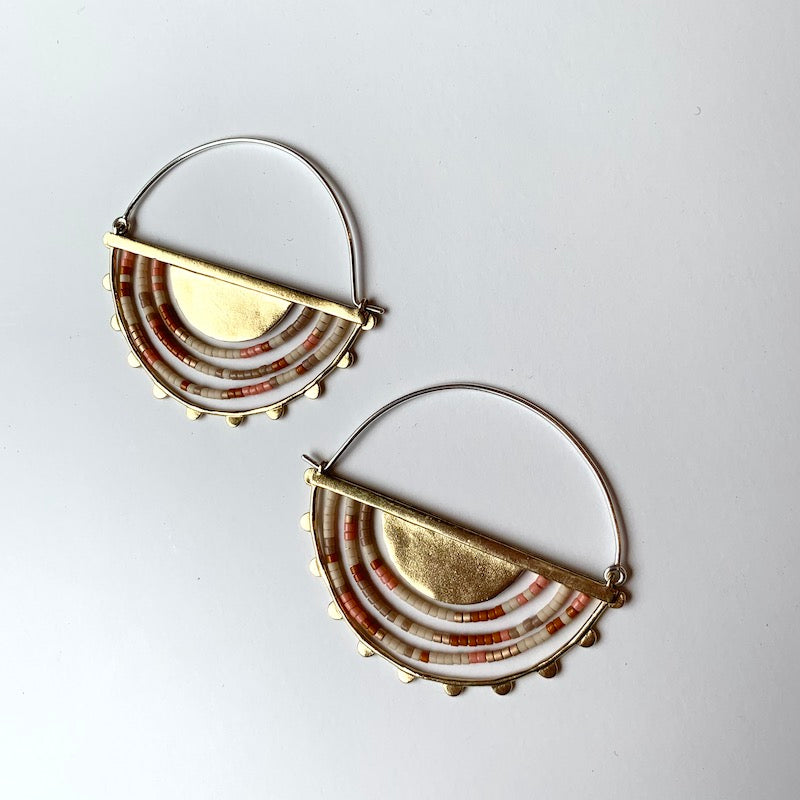 Hemisphere Brass + Sunset Beaded Hoop